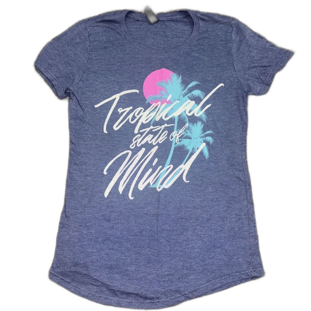Anvil Tropical State of Mind Graphic T-Shirt Size Small